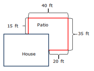 A flat patio was built alongside a house as shown in the...