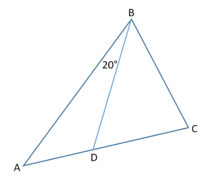 In the figure above, point D is on AC. What is the degree...